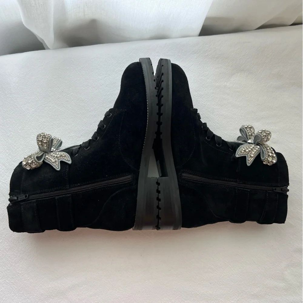 Kurt Geiger London Women’s Sutton Bow Suede Combat Boot Size 5.5 New - Picture 5 of 12